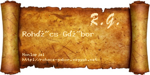 Rohács Gábor névjegykártya